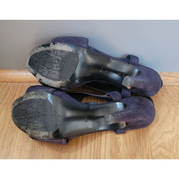 DVF Navy Suede Sling Back Heel 8 - Picture 7 of 8